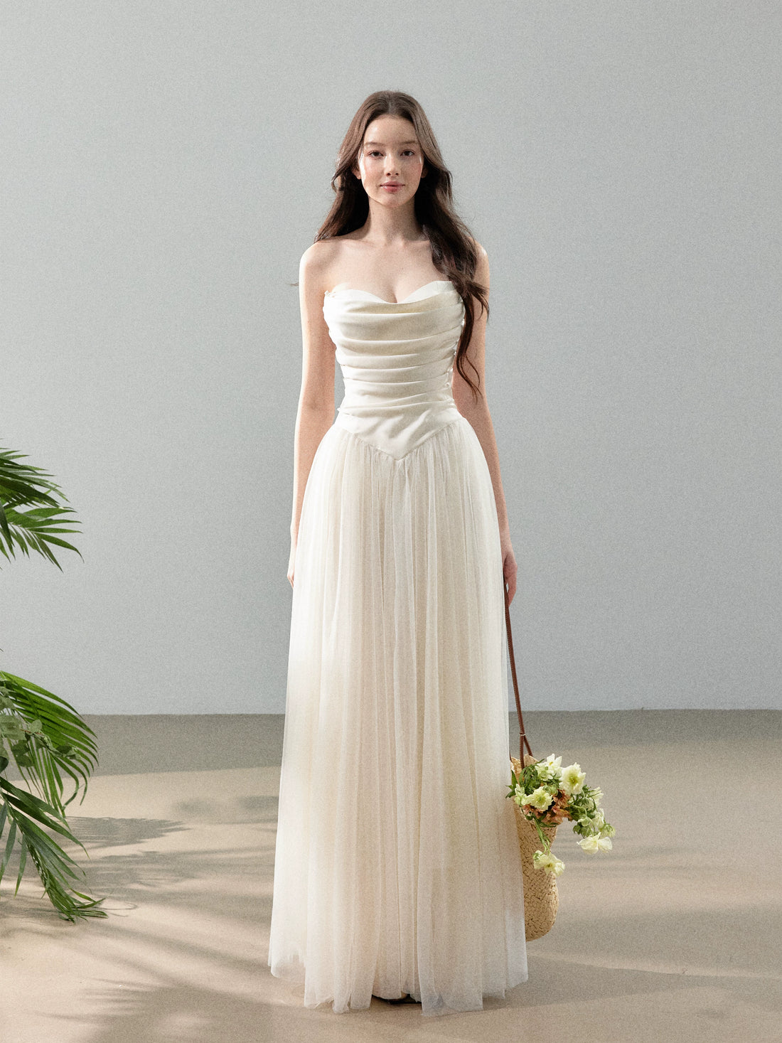 YZZI HE Cloud Dream Satin Strapless Tulle Gown – view 3