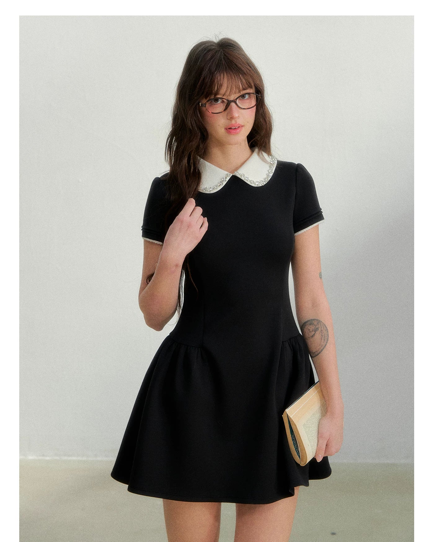 Vintage Crystal Collar Air Layer Princess Dress