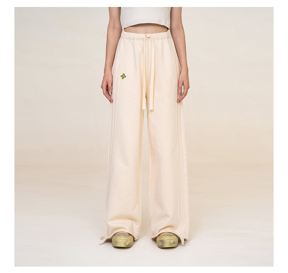 (Final Sale) Camouflage &amp; Cream-colored Wide-leg Pants