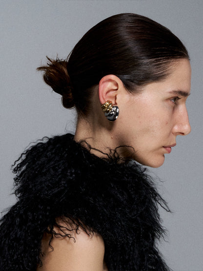 Reshaped Romance Dual-Layer Metal Hoop Earrings