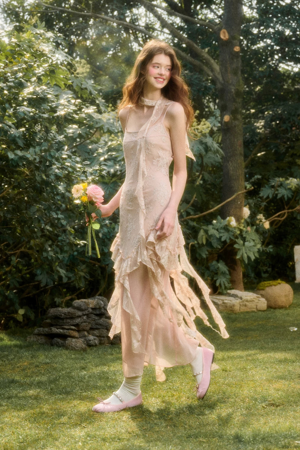 Pink Cloud Lace Fairy Dress