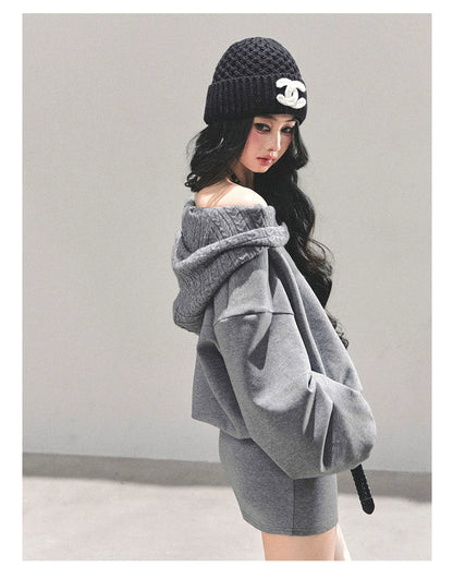 Two-Piece Oversized Hooded Sweatshirt