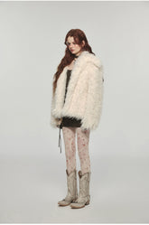 Furry Long Collar Faux Fur Coat - CHINASQUAD