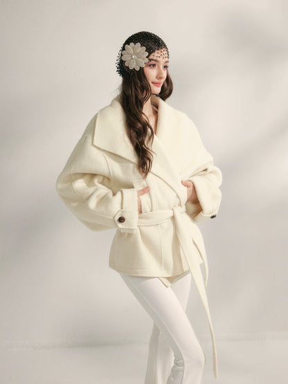 Wool Harmony Double-Faced Short Belted Jacket