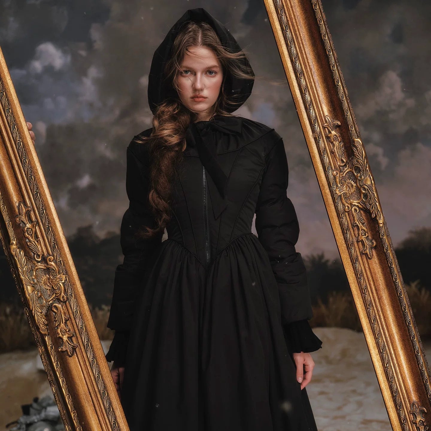 French Tailored Long Black Down Coat