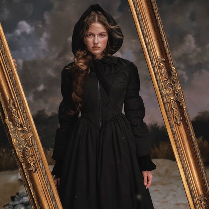 French Tailored Long Black Down Coat