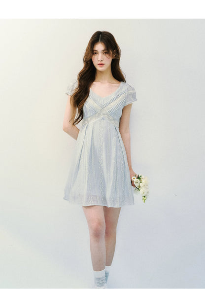 Vintage Lace Panel V-Neck Dress