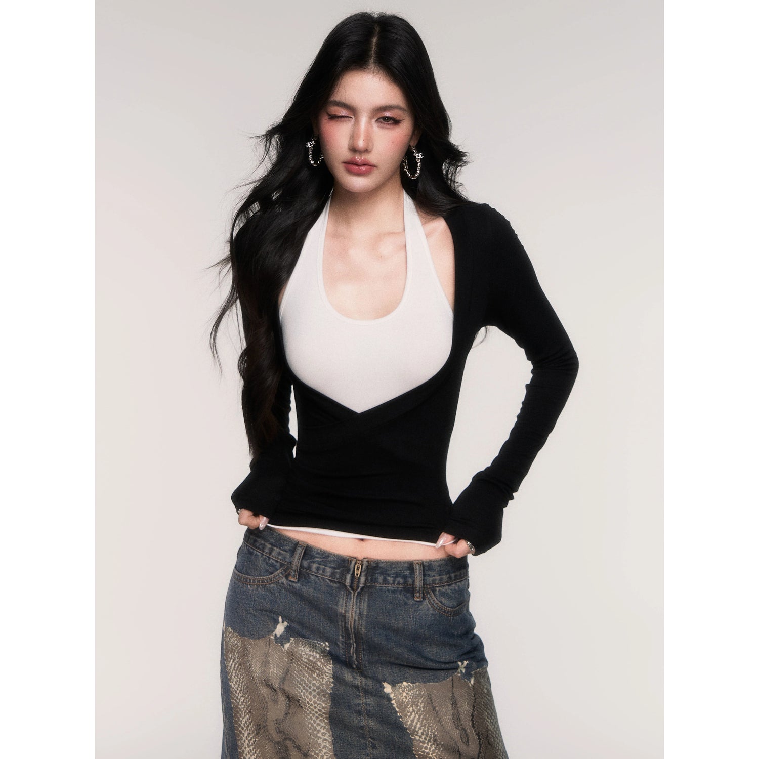 Layered Long-Sleeve Slim-Fit T-Shirt Set