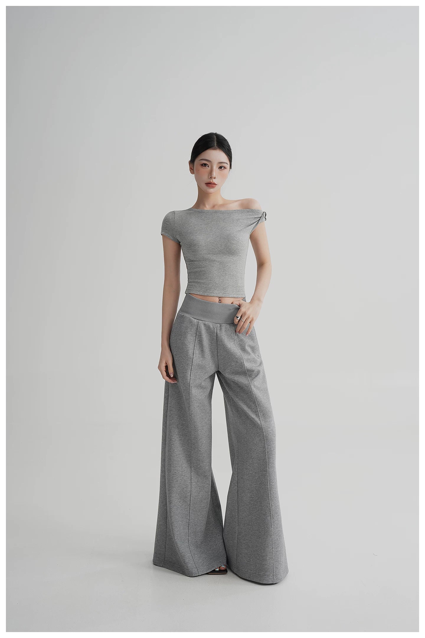 Asymmetric Off-Shoulder Cropped Tee