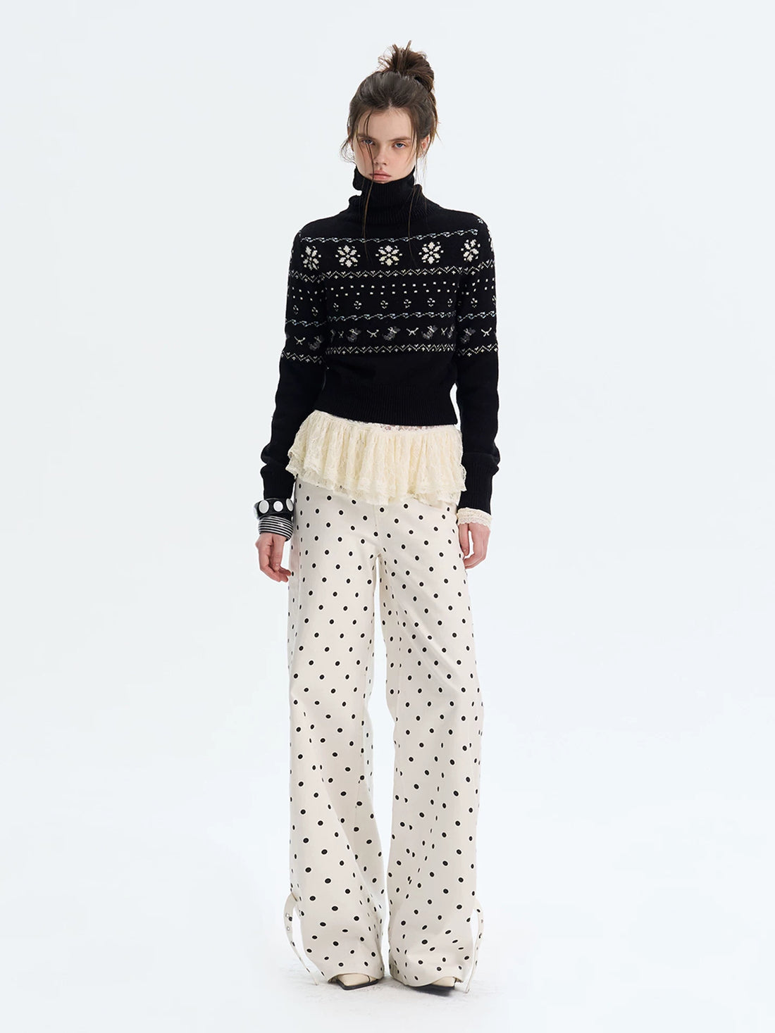 Fair Isle Wool Turtleneck Knit Sweater