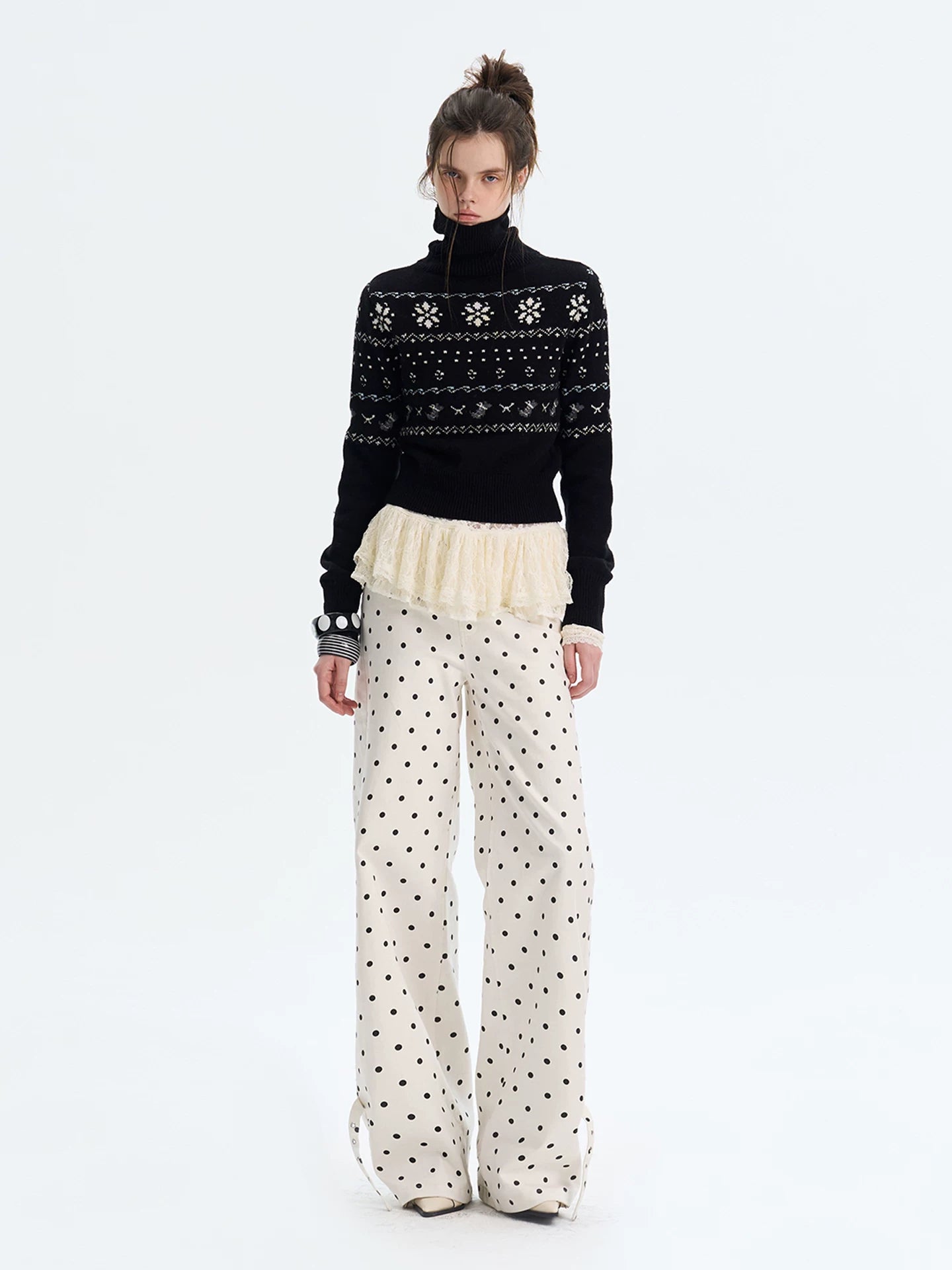 Fair Isle Wool Turtleneck Knit Sweater