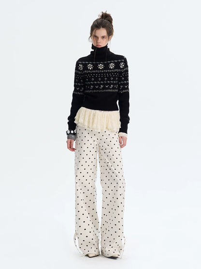 Fair Isle Wool Turtleneck Knit Sweater