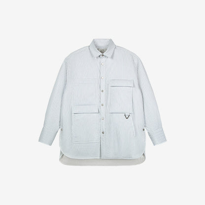 Striped Cotton-Padded Long Sleeve Shirt - CHINASQUAD