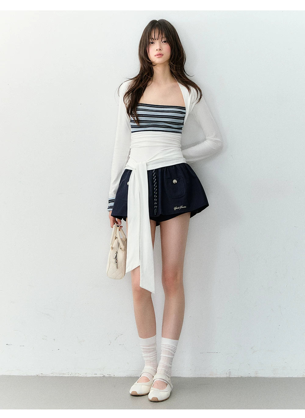 Contrast Stripe Layered Knit Top