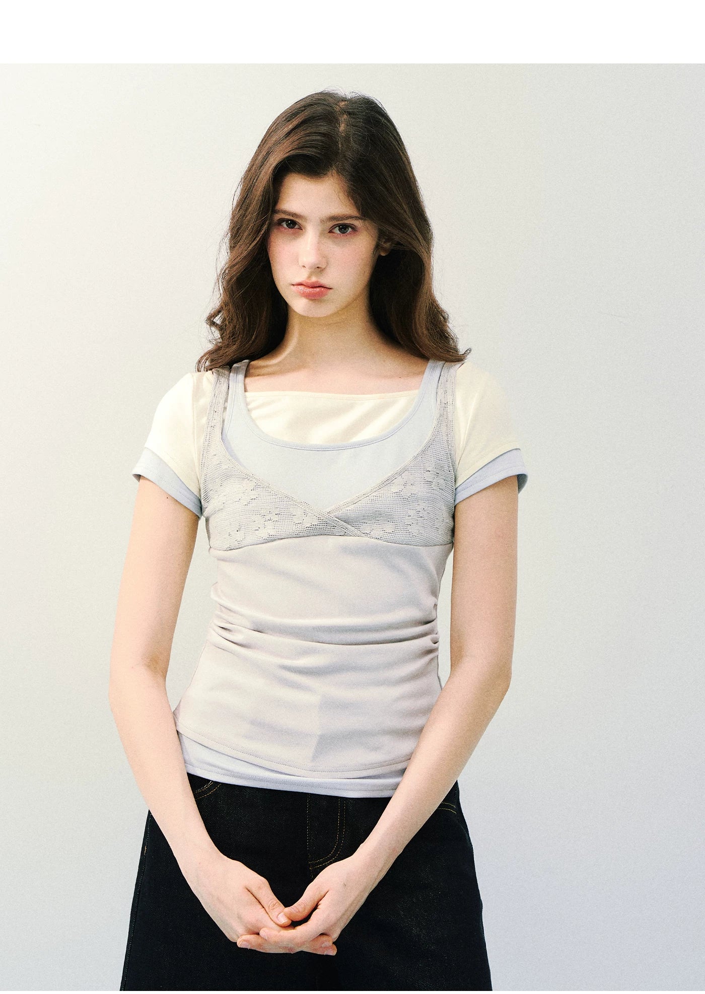 Layered Lace Knit Tee