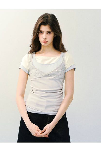 Layered Lace Knit Tee