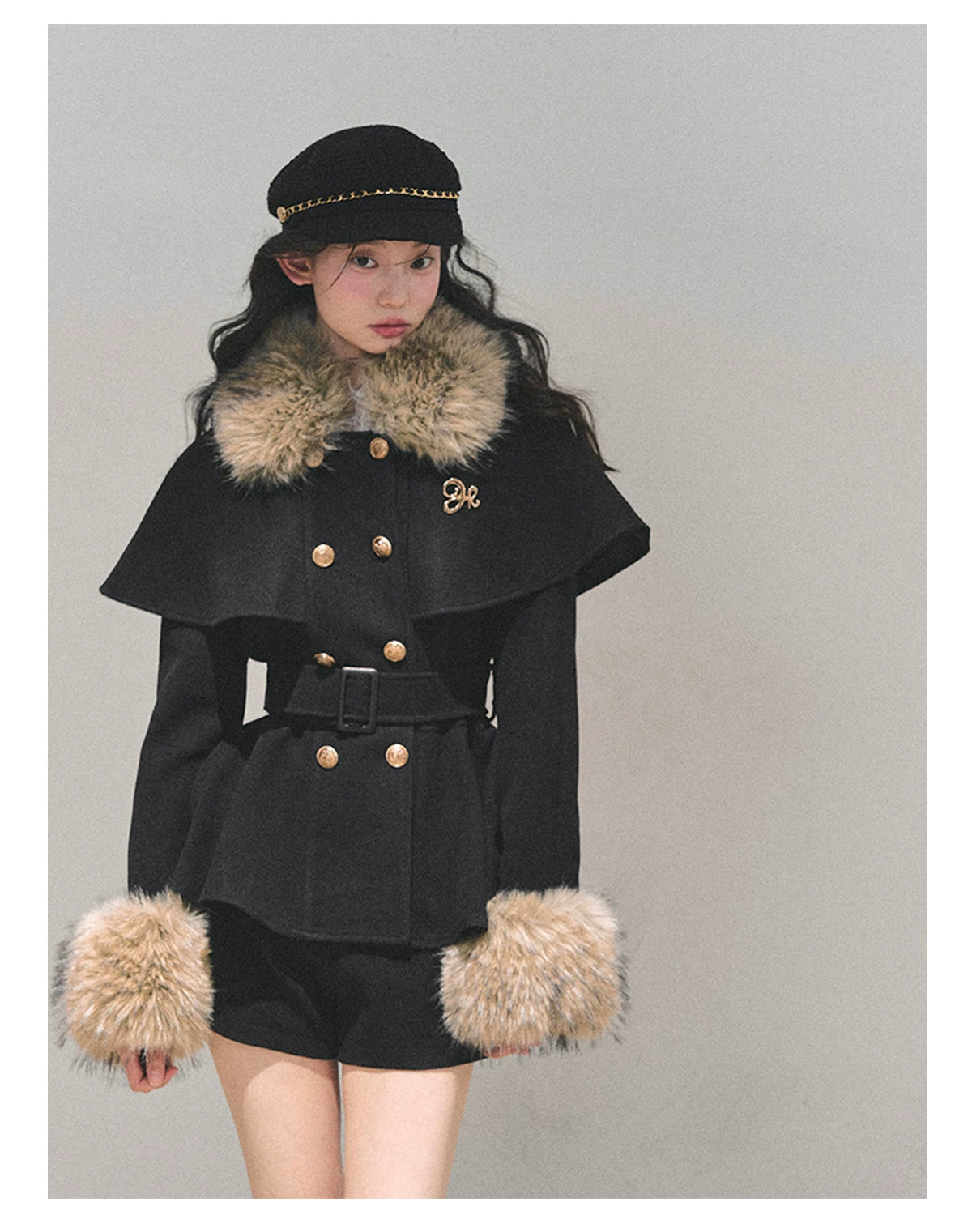 Two-Piece Winter Jacket &amp; Mini Skirt Set