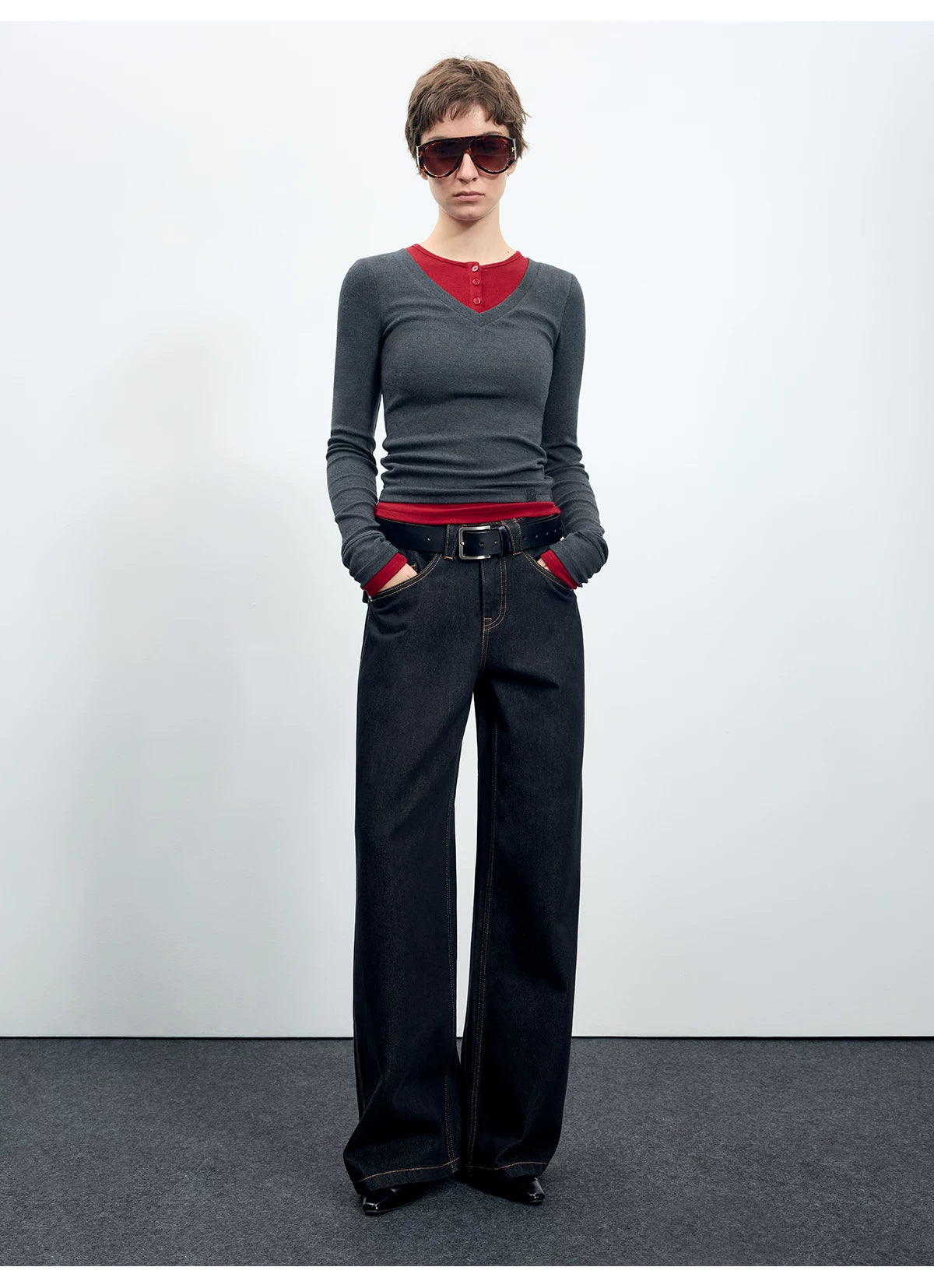 Denim Mid-Low Rise Straight-Leg Jeans