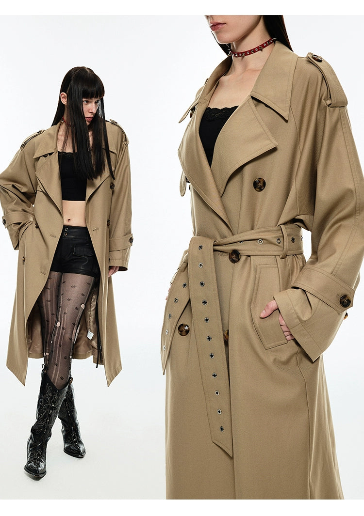 Khaki Double-Breasted Coat - CHINASQUAD