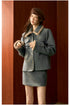 Gray Wool Velvet Jacket & Skirt Set - CHINASQUAD