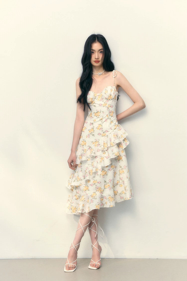 Yellow Rose Floral Dress