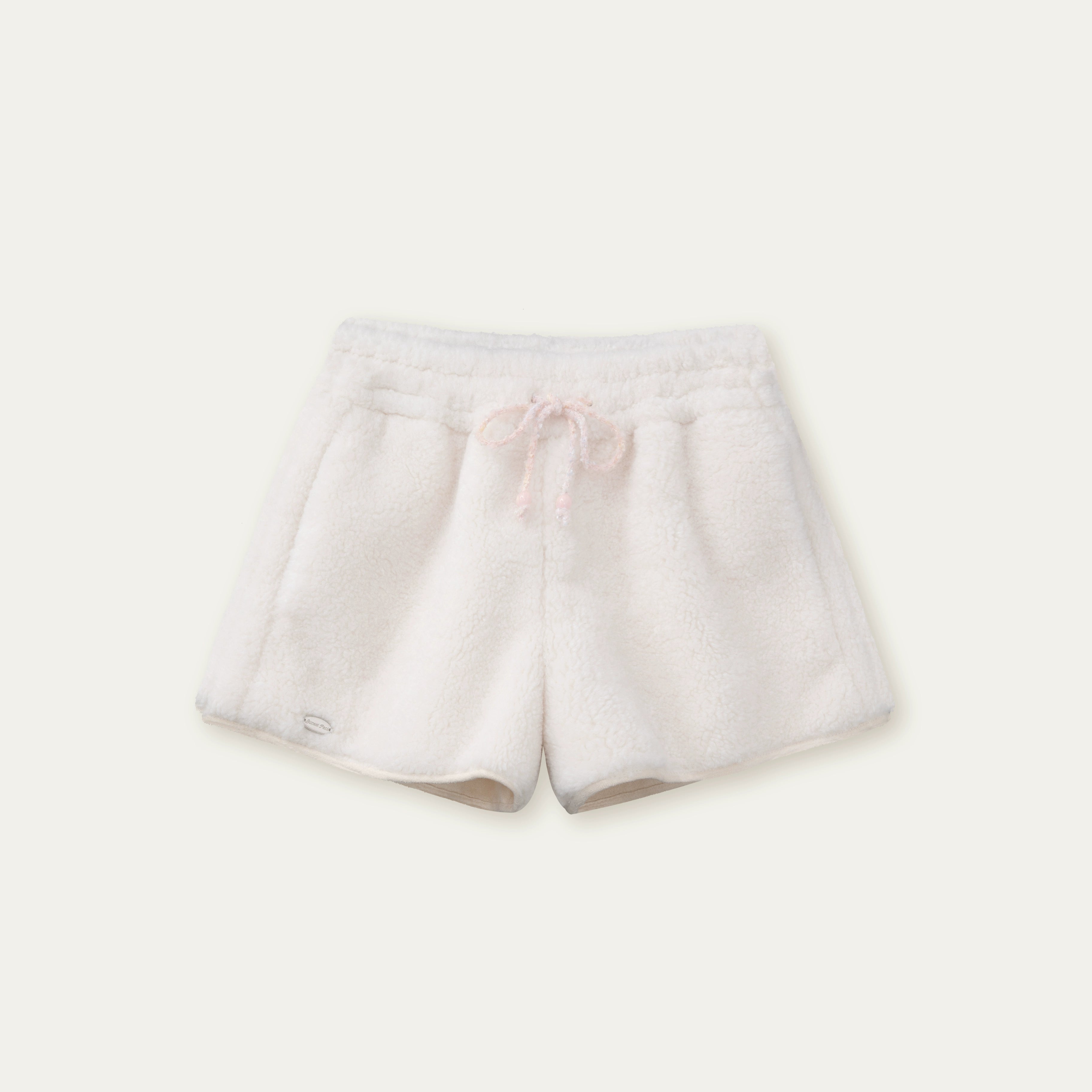 Cream Cloud Fleece Wool Shorts