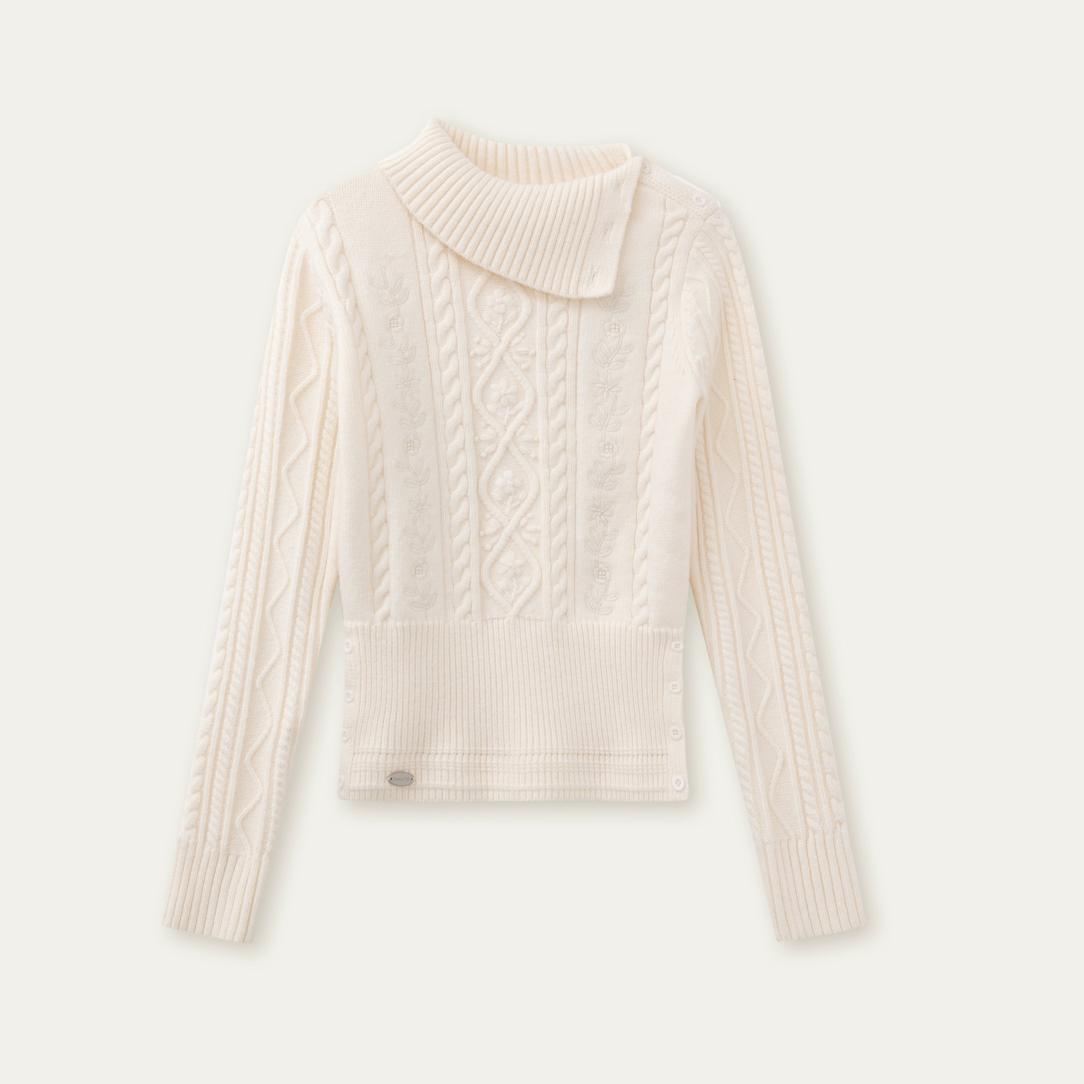 Winter Whisper Cable Knit Turtleneck Sweater