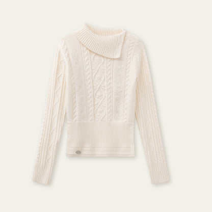 Winter Whisper Cable Knit Turtleneck Sweater