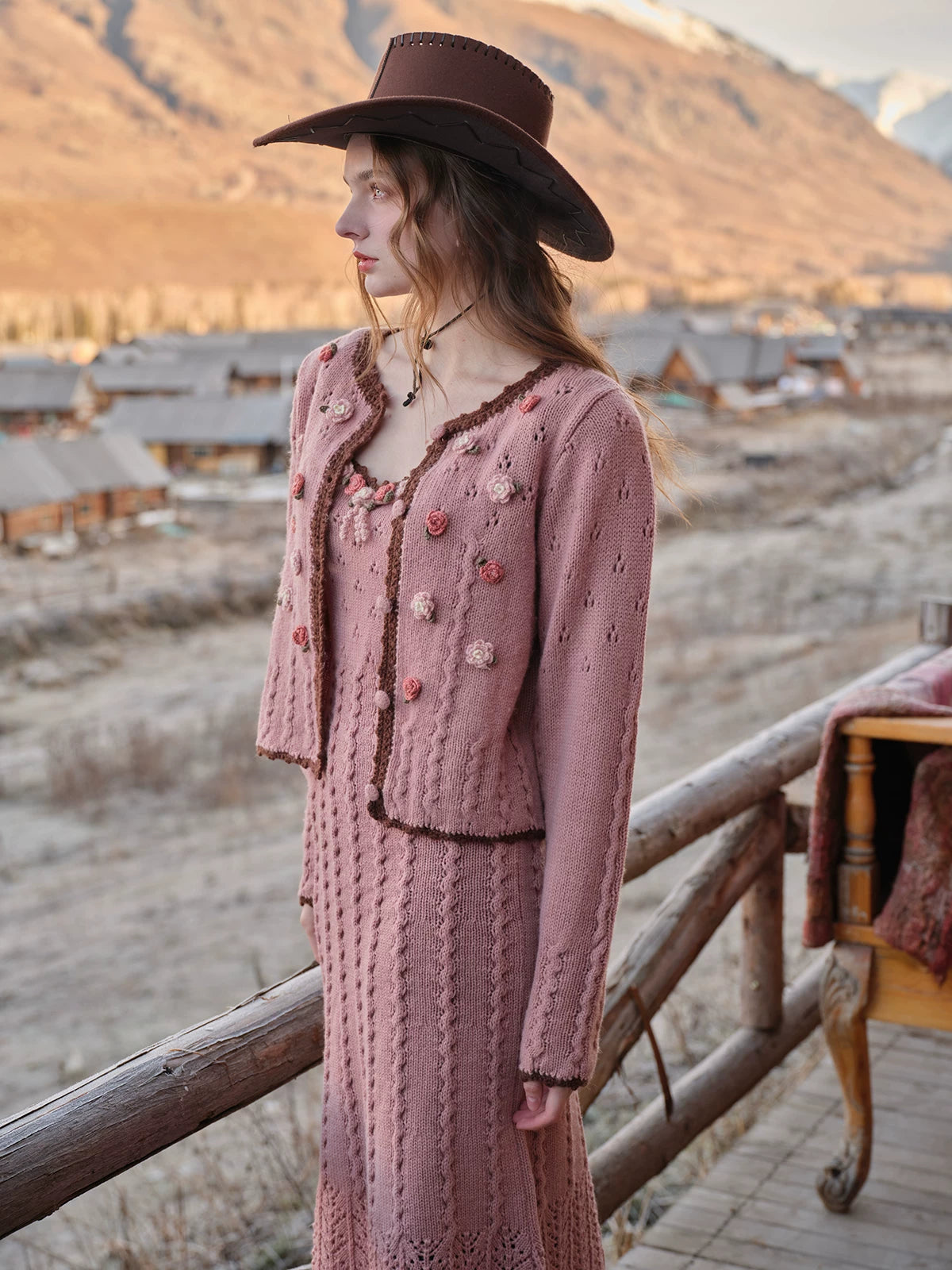 Floral Juliet Vintage Knit Dress &amp; Cardigan Set