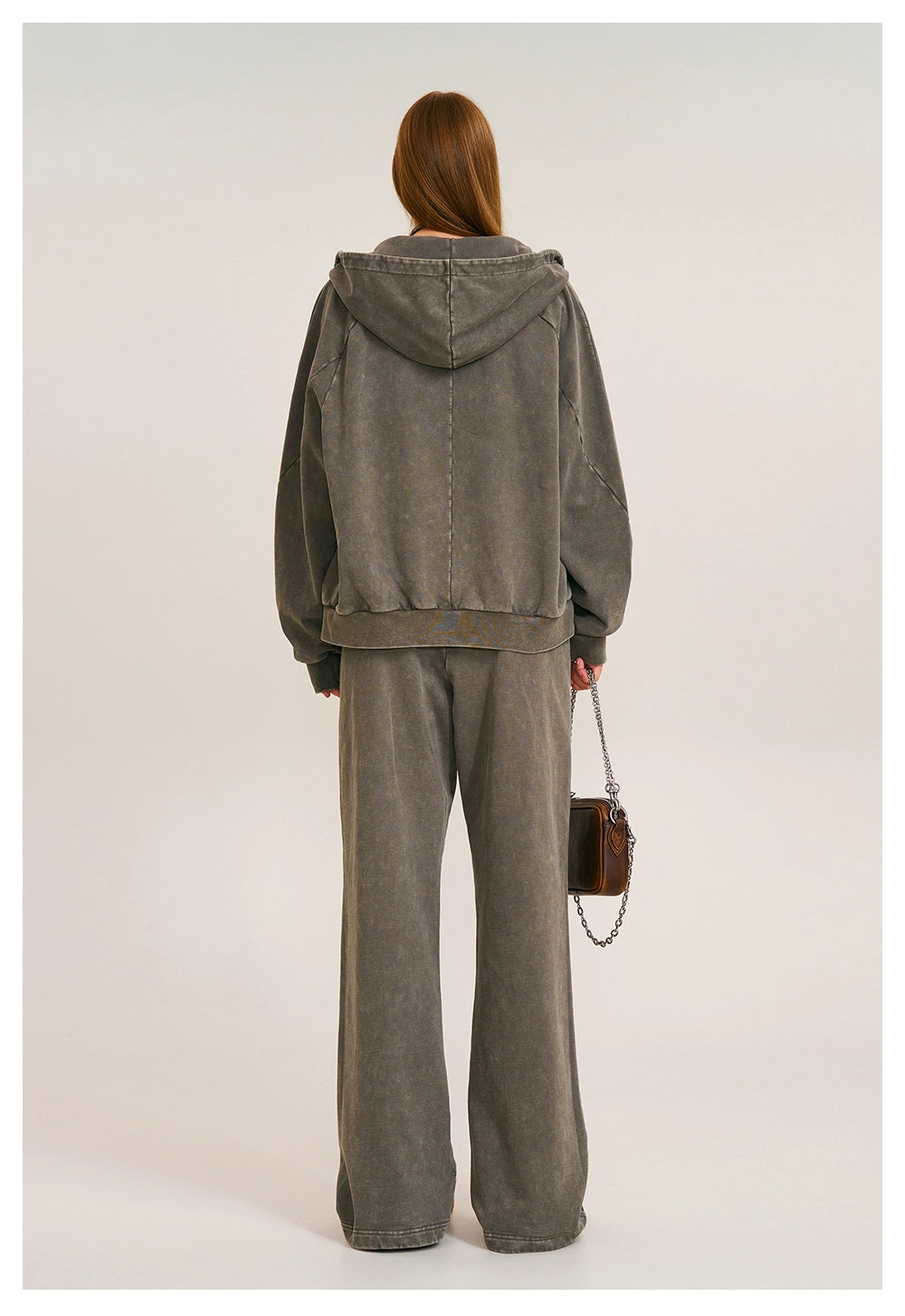 Washed Wide-Fit Zip-up Hoodie