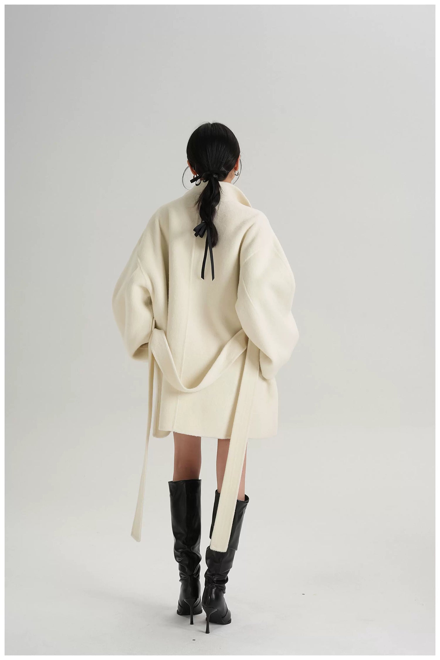 Tie-Belt Mid-Length Double-Faced Wool Jacket