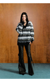 Striped Gradient Knitted Sweater & Scraf - CHINASQUAD