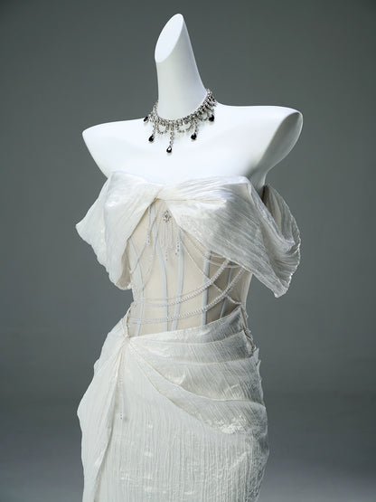 Icy Serene Sculpted Silken Gown