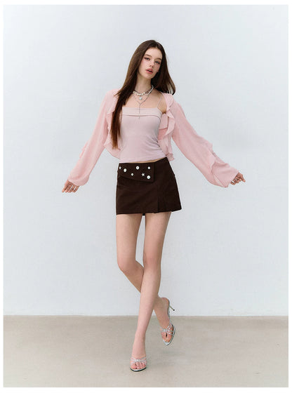 Brown Tone Starburst Asymmetric Skirt