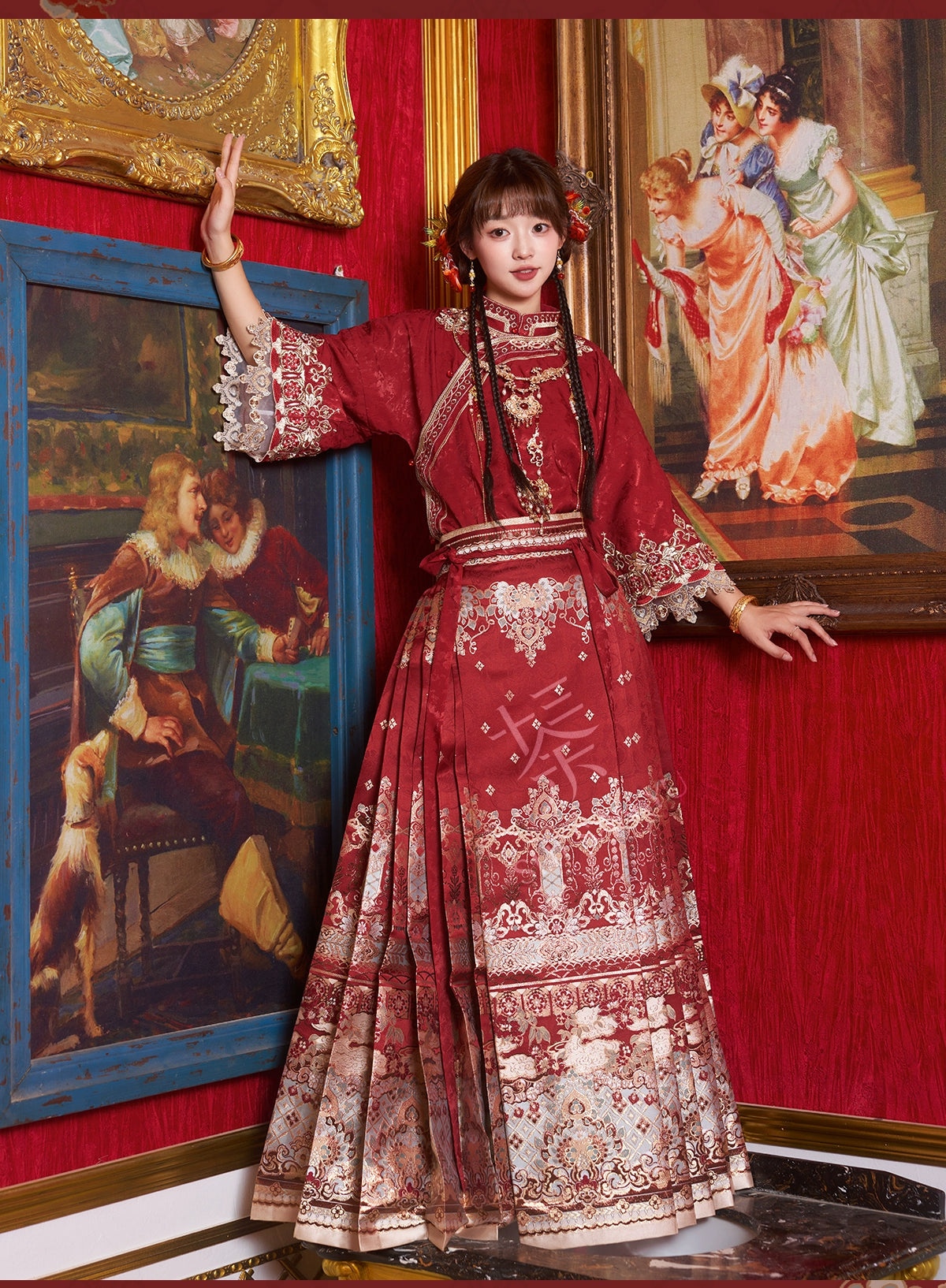 &quot;羡鸳鸯&quot; Red Embroidered Hanfu Set