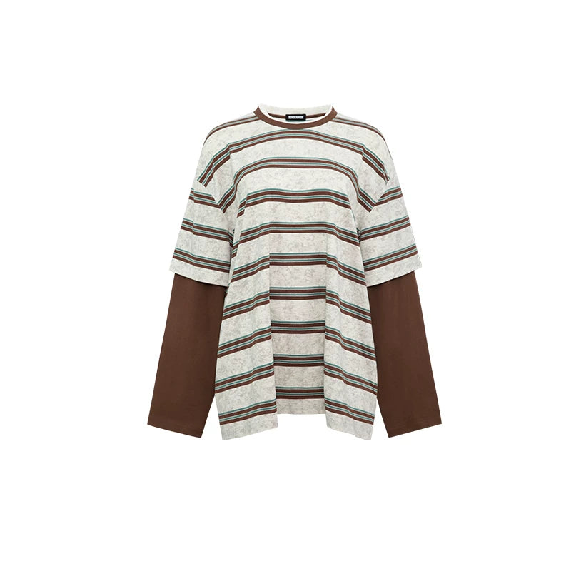 Contrast-Neck Relaxed Patchwork Cotton T-Shirt