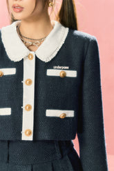 Doll collar college Jacket & Long Skirt Set - CHINASQUAD