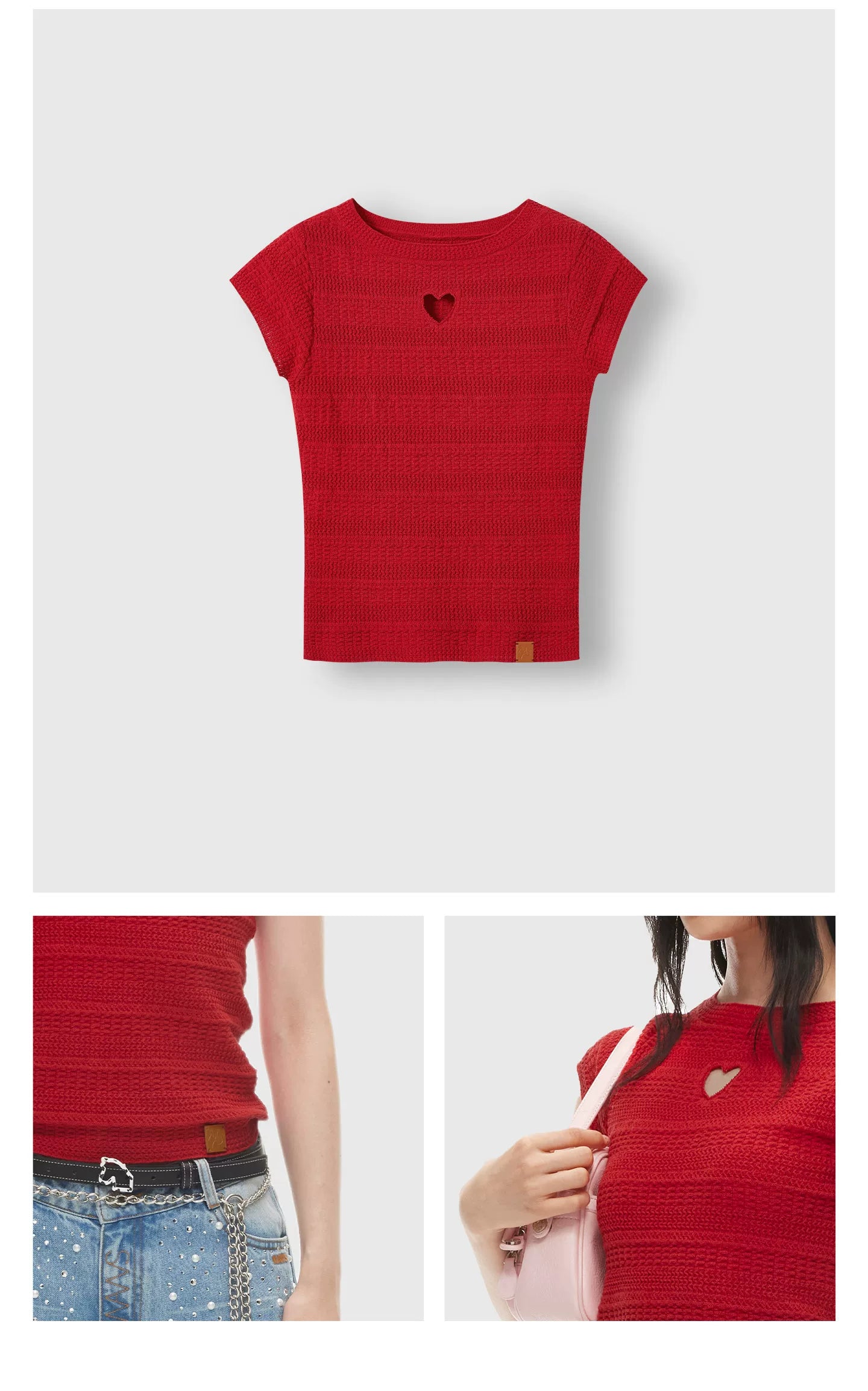 Heart-Cut Linen Blend Fitted Tee