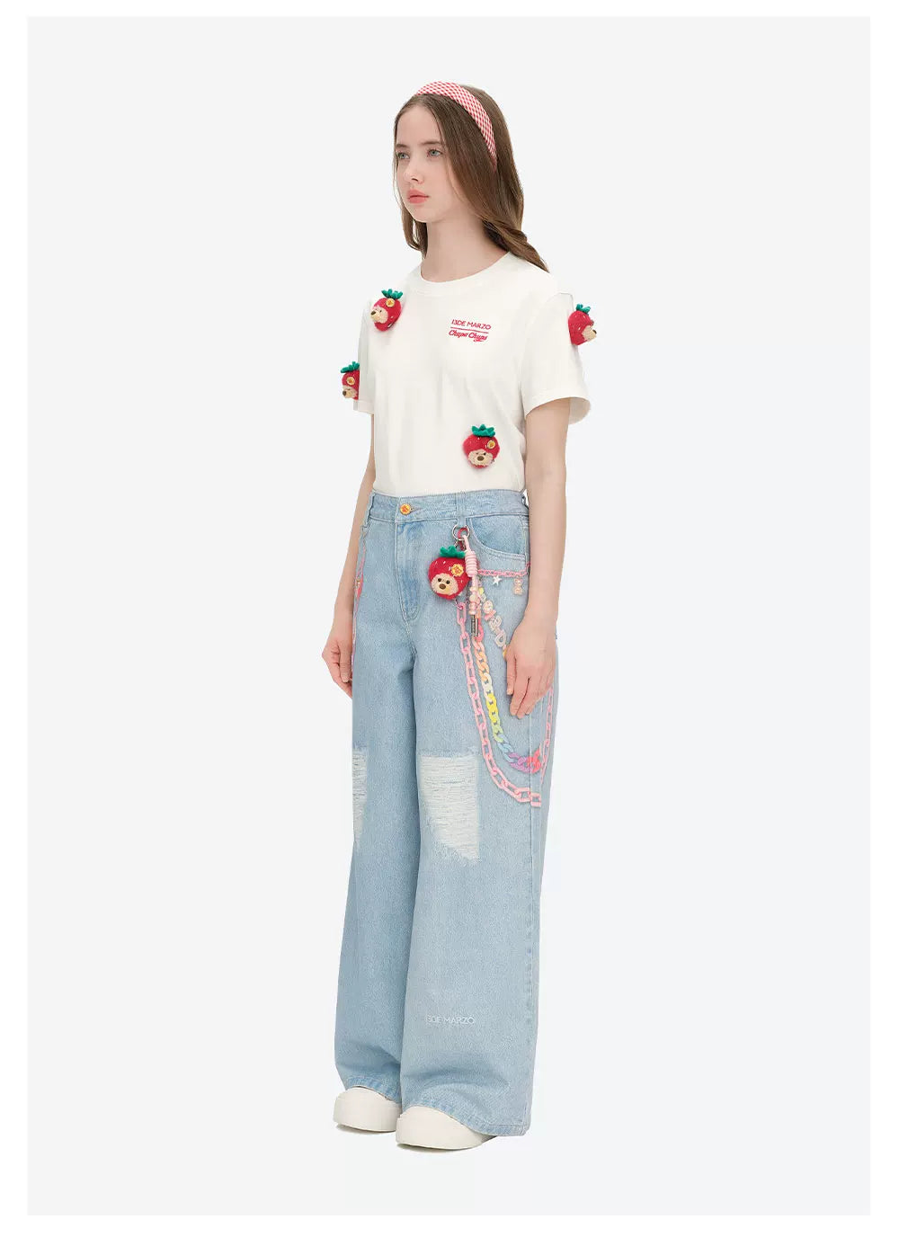 Charm Chain Printed Wide-Leg Jeans