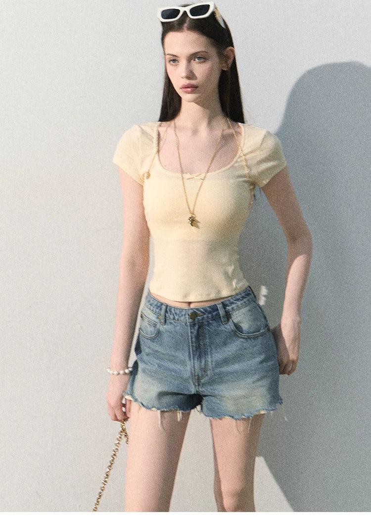 Faded Trace Vintage Distressed Denim Shorts