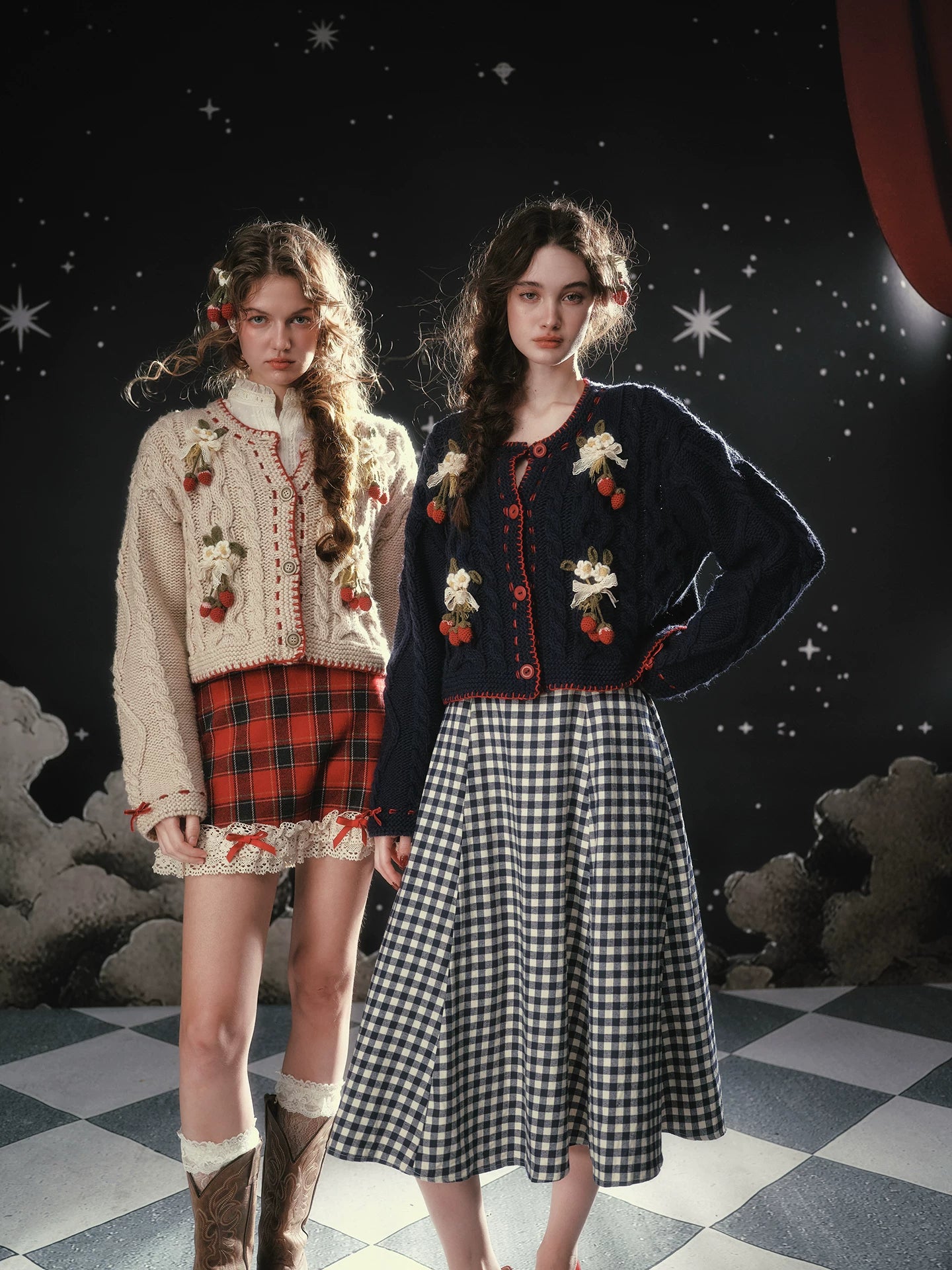 Christmas Night Corset Top &amp; Plaid Skirt Set