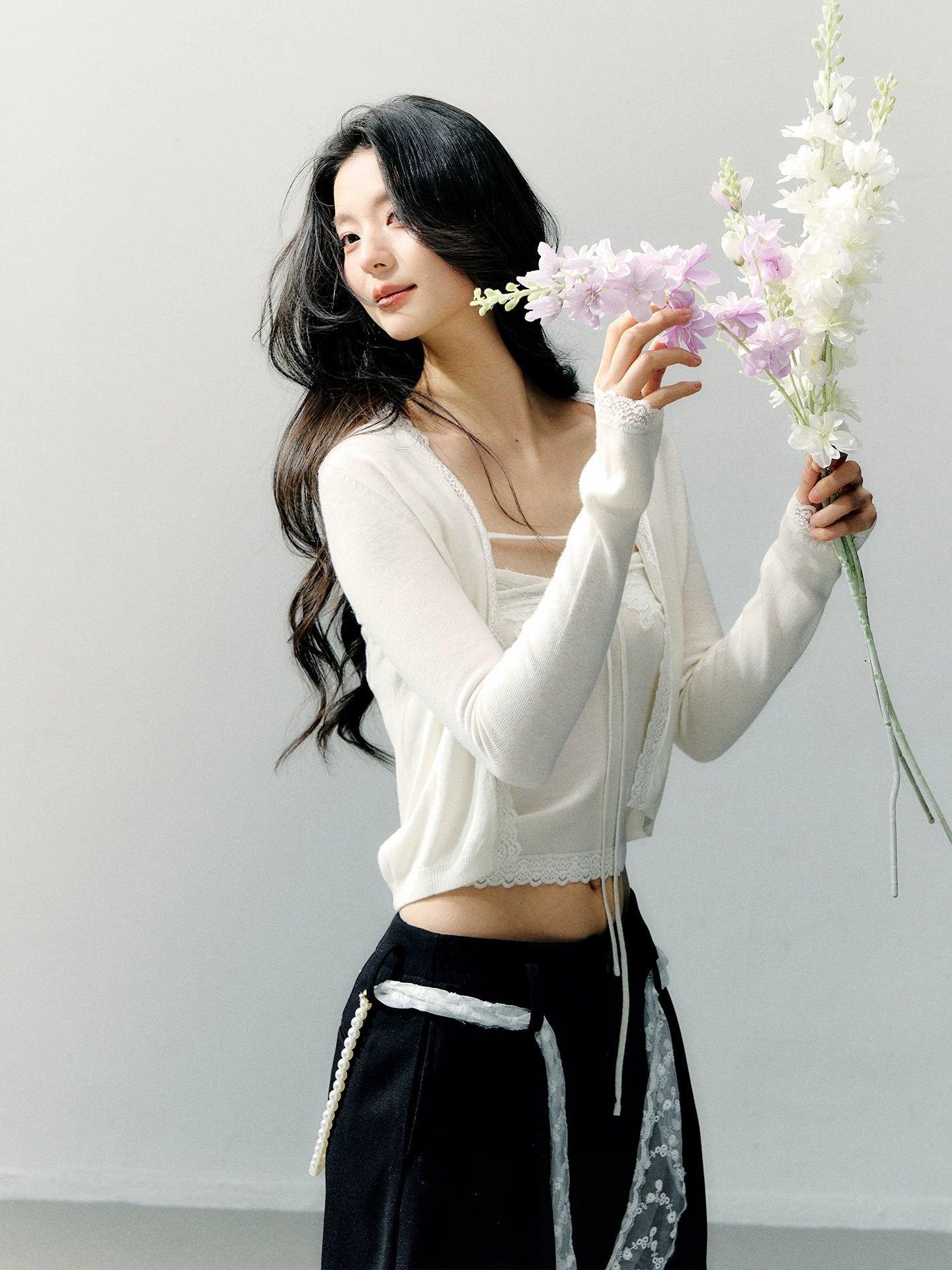Sheer Shirt &amp; Inner Layer Two-Piece Set