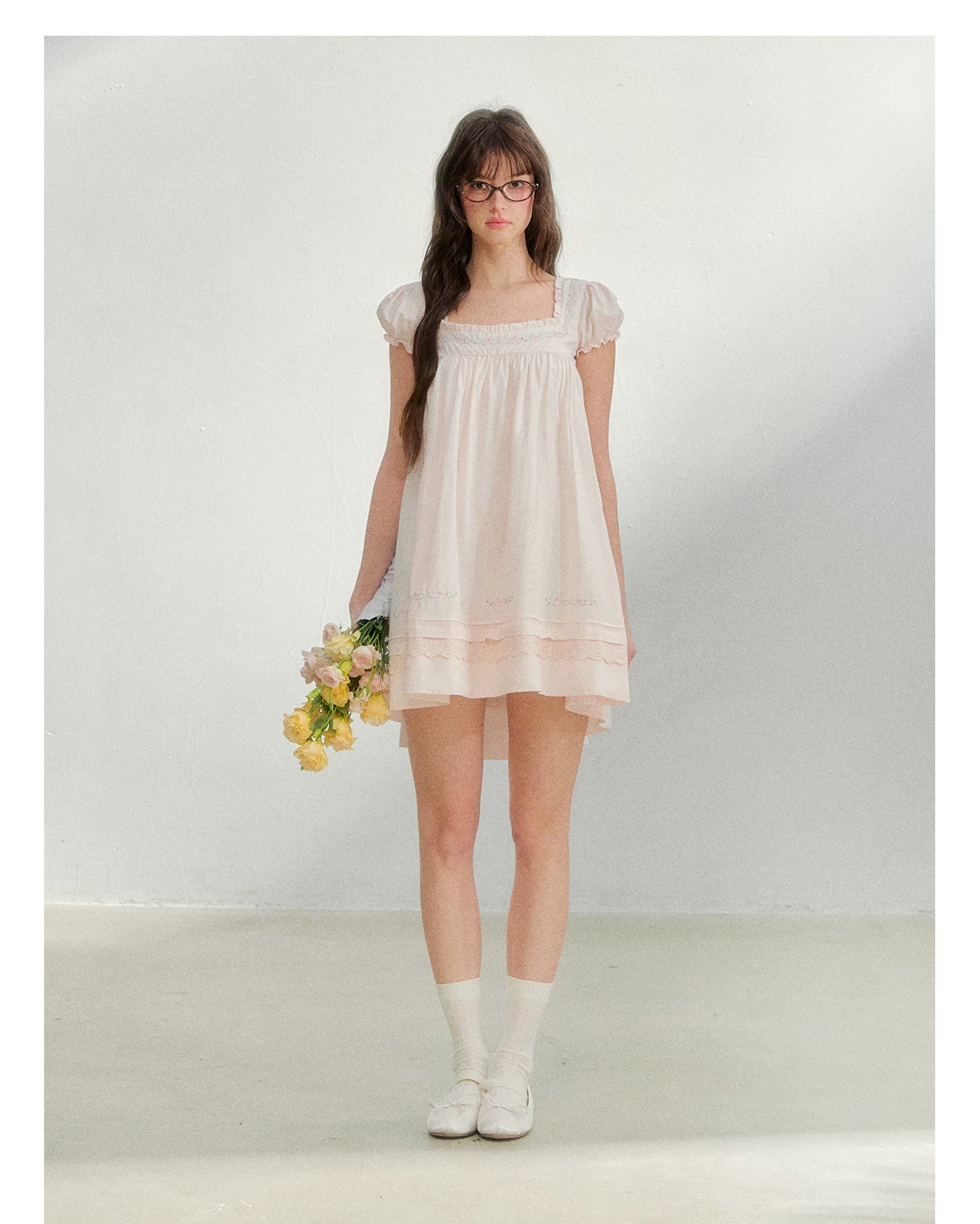 Embroidered Lace Patchwork Babydoll Dress