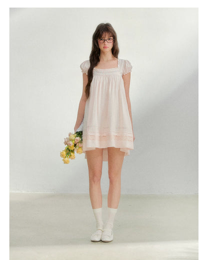 Embroidered Lace Patchwork Babydoll Dress