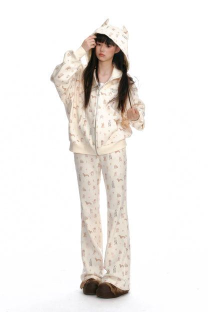 Dog Print Knit Lounge Set