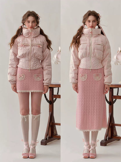 Berry Donut Reversible Cropped Down Jacket