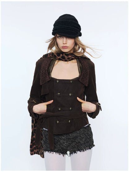 Punk Suede Short Trench Jacket
