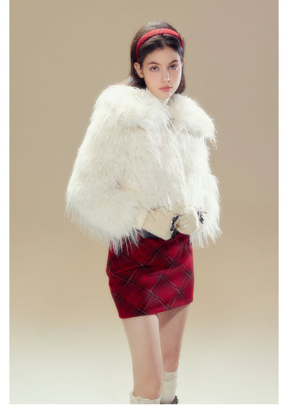 White Turn-down CollarFaux Shearling Coat - CHINASQUAD