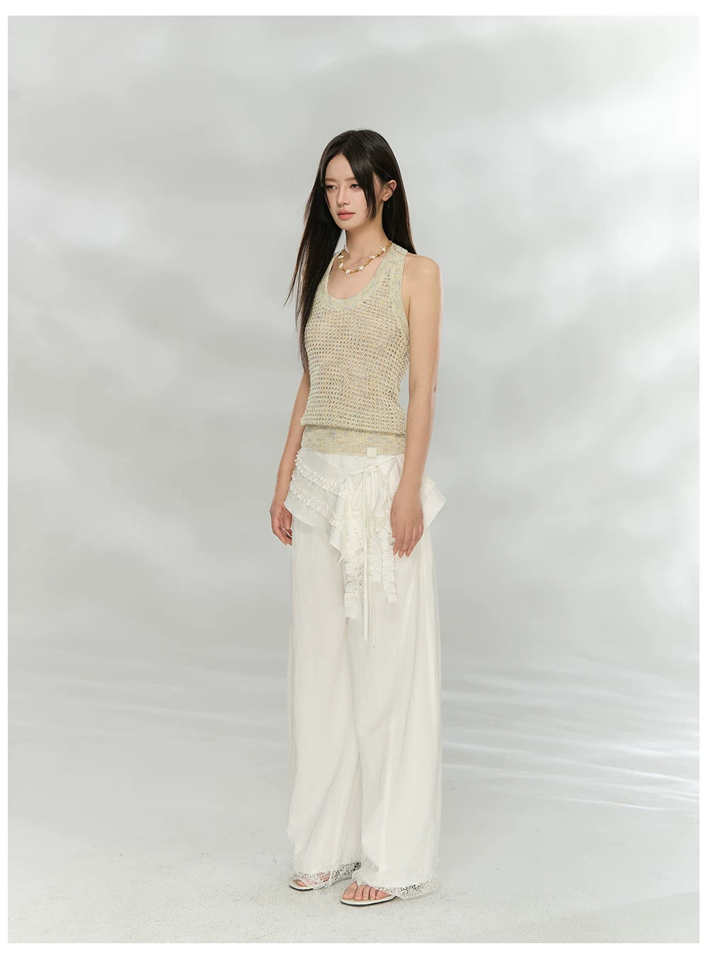 Detachable Lace Panel Tailored Trousers