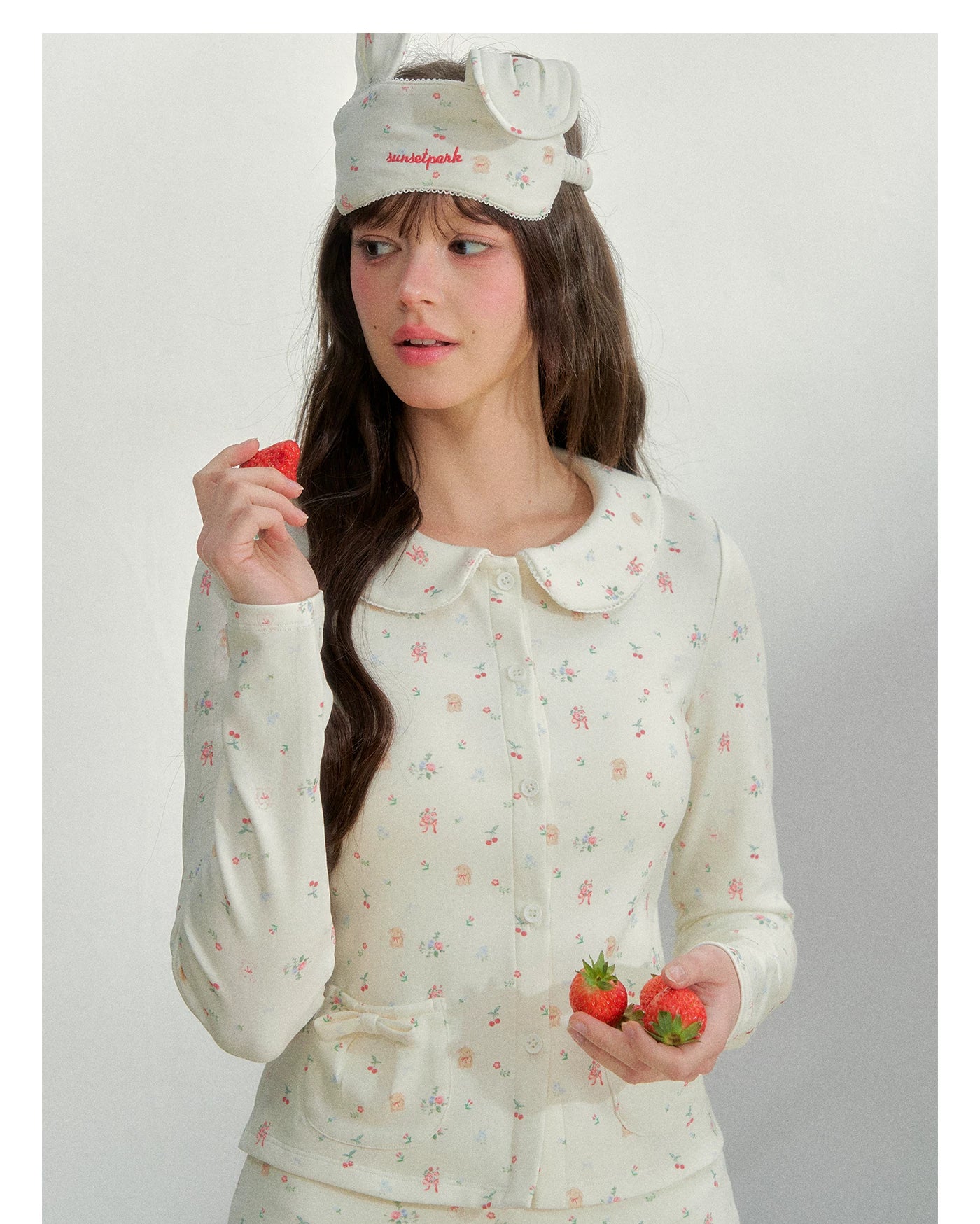 Vintage Hand-Drawn Floral Sleep &amp; Hair Accessory Set